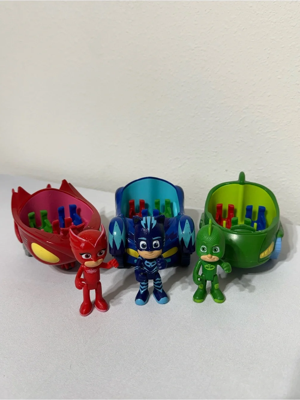 PJ Masks 3 Action Figures & 3 Vehicles-Owlette, Gekko, Catboy